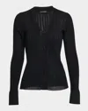 Anine Bing Matheo Fitted Rib Cardigan In Black