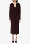 Anine Bing Mathilde Dress With Burgundy Draping In Burgundy