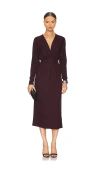 Anine Bing Mathilde Dress With Burgundy Draping In Burgundy