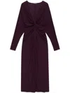 Anine Bing Mathilde Dress With Burgundy Draping In Burgundy