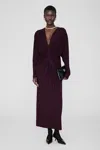 Anine Bing Mathilde Dress With Burgundy Draping In Burgundy
