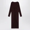 Anine Bing Mathilde Dress With Burgundy Draping In Burgundy