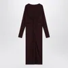 Anine Bing Mathilde Dress With Burgundy Draping In Burgundy