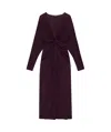 Anine Bing Mathilde Dress With Burgundy Draping In Burgundy