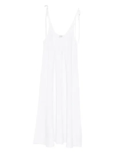 Anine Bing Tie-strap Gathered Detail Midi Dress In White