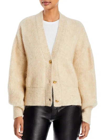 Anine Bing Maxwell Womens Deep V Button Down Cardigan Sweater In Beige