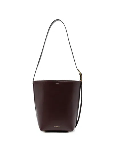 Anine Bing Medium Elly Leather Bucket Bag In Burgundy