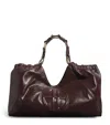 Anine Bing Chain Strap Ruched Detailing Soft Texture Tote In Burgundy