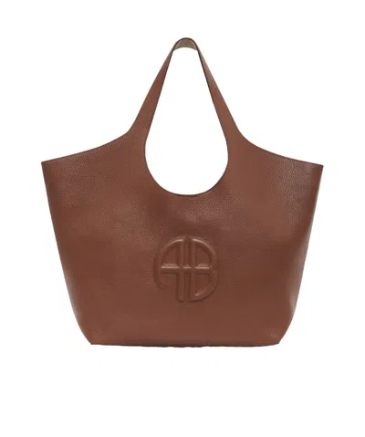 Anine Bing Medium Lili Tote Cognac Pebbled In Brown