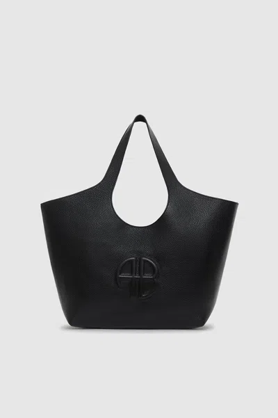 ANINE BING ANINE BING MEDIUM LILI TOTE IN BLACK PEBBLED