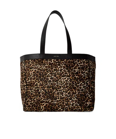 Anine Bing Medium Rio Leopard Print Tote In White
