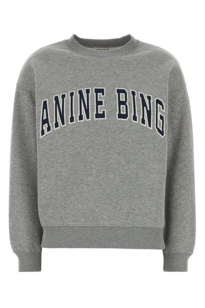 Anine Bing Melange Grey Cotton Blend Spencer Sweatshirt In Gray