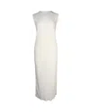 Anine Bing Melanie Pleated Shift Midi Dress In Cream Polyester In White