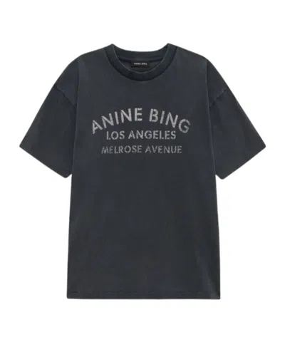 Anine Bing Melrose Stencil-print Cotton T-shirt In Black