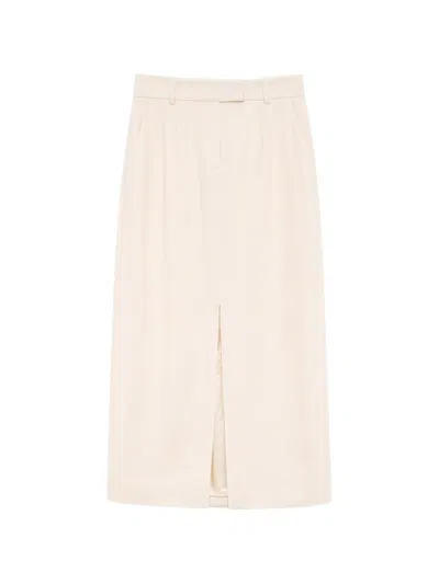 Anine Bing Meredith Front-slit Midi Skirt In Neutral