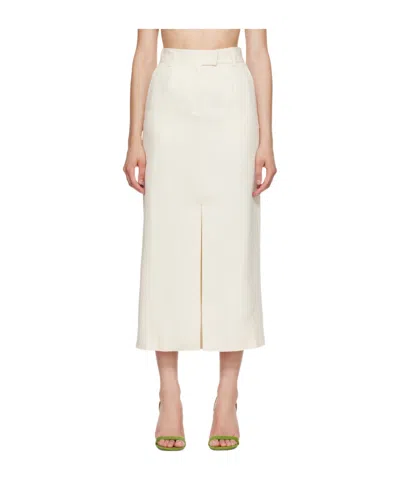 Anine Bing Meredith Front-slit Midi Skirt In Off White