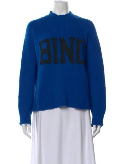 Pre-owned Anine Bing Merino Wool Graphic Print Sweater In Blue