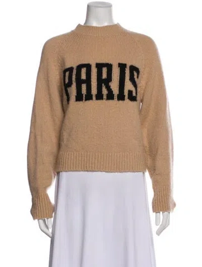 Pre-owned Anine Bing Merino Wool Graphic Print Sweater In Neutral