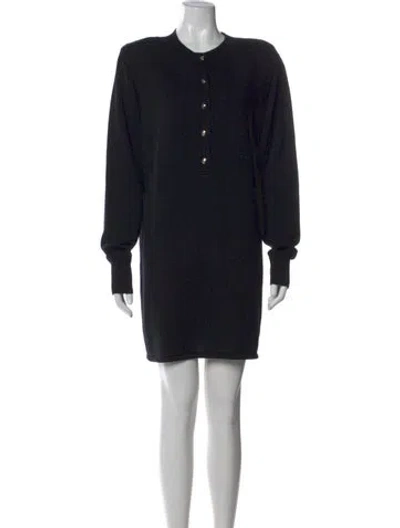 Pre-owned Anine Bing Merino Wool Mini Dress In Black