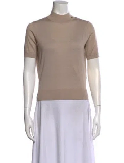 Pre-owned Anine Bing Merino Wool Mock Neck Sweater In Neutral