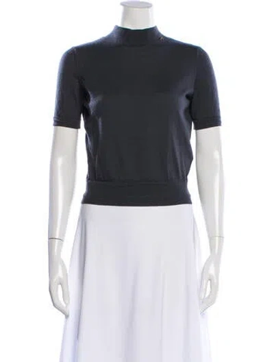 Pre-owned Anine Bing Merino Wool Mock Neck Top In Black