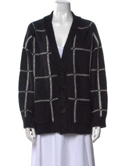 Pre-owned Anine Bing Merino Wool Plaid Print Sweater In Black