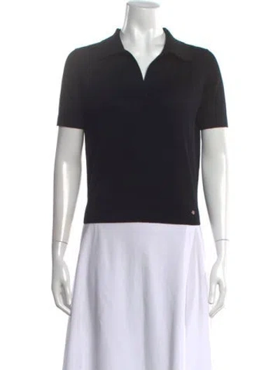 Pre-owned Anine Bing Merino Wool Short Sleeve Polo In Black