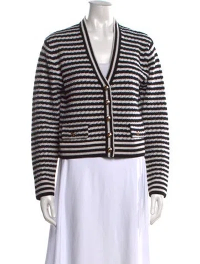 Pre-owned Anine Bing Merino Wool Striped Sweater In Black
