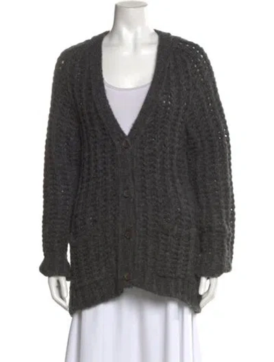 Pre-owned Anine Bing Merino Wool V-neck Sweater In Gray