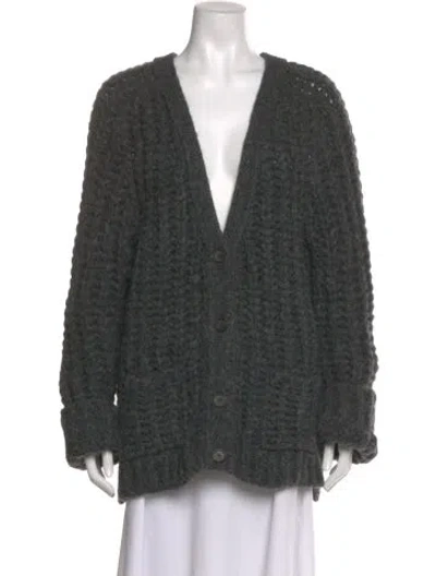 Pre-owned Anine Bing Merino Wool V-neck Sweater In Gray