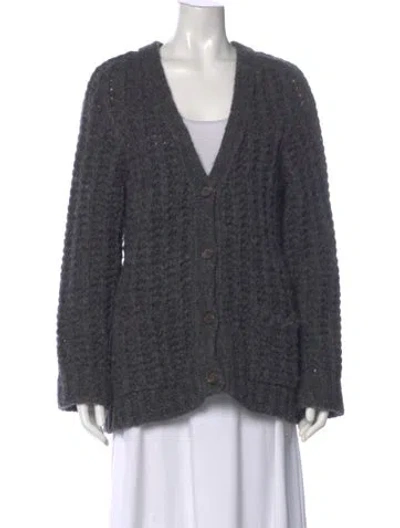 Pre-owned Anine Bing Merino Wool V-neck Sweater In Gray