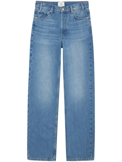 Anine Bing Hugh Logo Patch Wide-leg Jeans In Blue