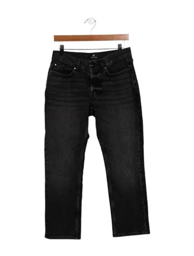 Pre-owned Anine Bing Mid-rise Straight Leg Jeans In Black