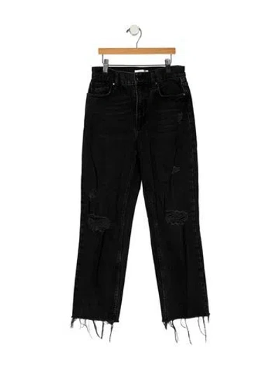 Pre-owned Anine Bing Mid-rise Straight Leg Jeans In Black