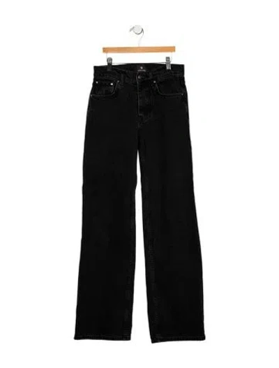 Pre-owned Anine Bing Mid-rise Straight Leg Jeans In Black