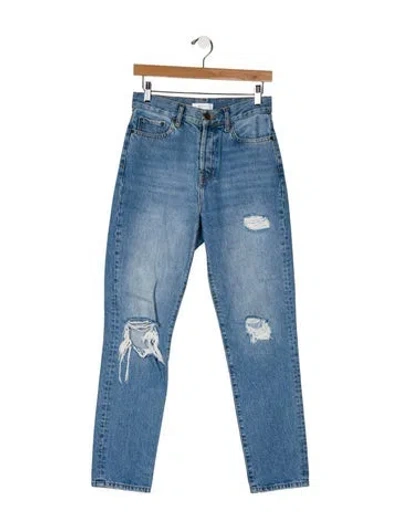 Pre-owned Anine Bing Mid-rise Straight Leg Jeans In Blue