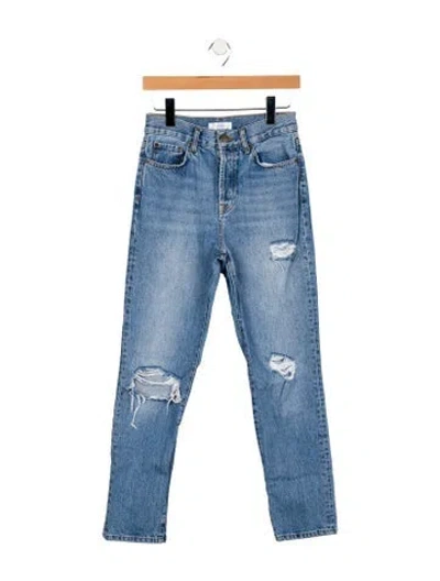 Pre-owned Anine Bing Mid-rise Straight Leg Jeans In Blue