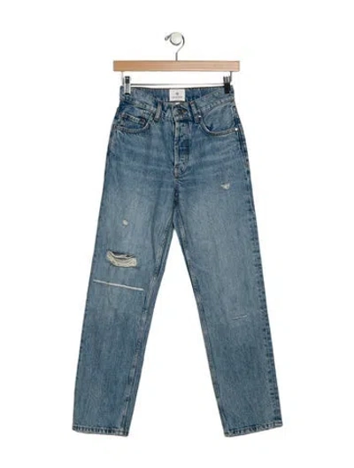 Pre-owned Anine Bing Mid-rise Straight Leg Jeans In Blue