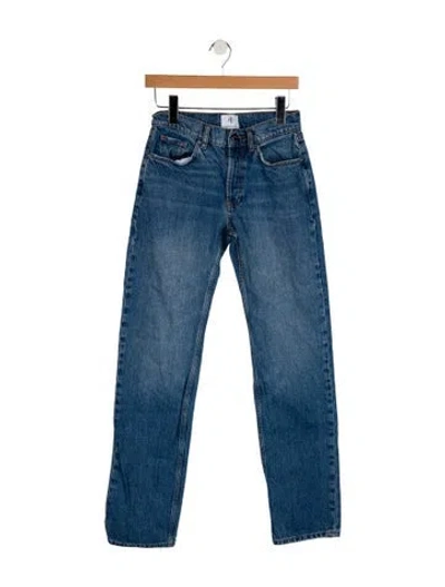 Pre-owned Anine Bing Mid-rise Straight Leg Jeans In Blue