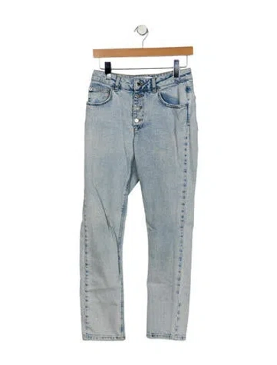 Pre-owned Anine Bing Mid-rise Straight Leg Jeans In Blue