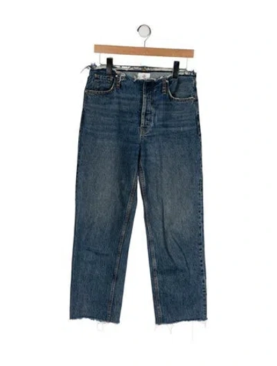Pre-owned Anine Bing Mid-rise Straight Leg Jeans In Blue