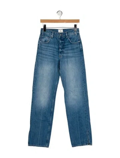 Pre-owned Anine Bing Mid-rise Straight Leg Jeans In Blue