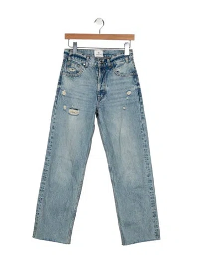 Pre-owned Anine Bing Mid-rise Straight Leg Jeans In Blue