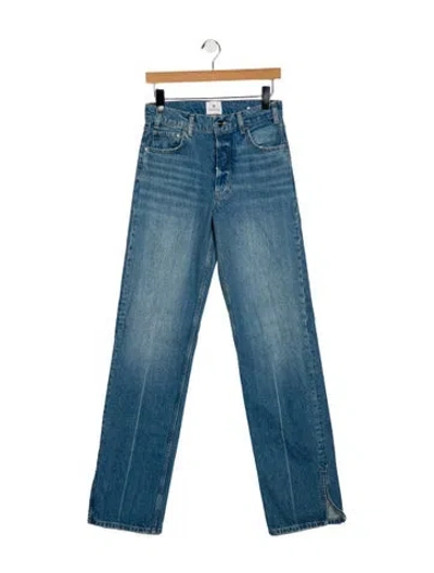 Pre-owned Anine Bing Mid-rise Straight Leg Jeans In Blue