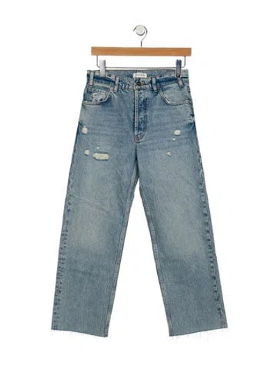 Pre-owned Anine Bing Mid-rise Straight Leg Jeans In Blue