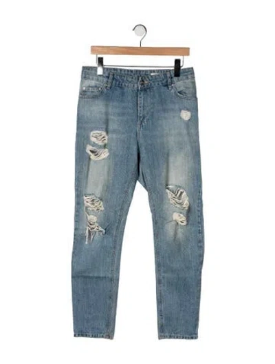 Pre-owned Anine Bing Mid-rise Straight Leg Jeans In Blue
