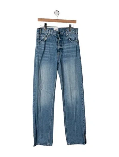 Pre-owned Anine Bing Mid-rise Straight Leg Jeans In Blue
