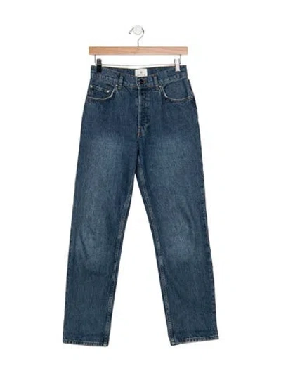 Pre-owned Anine Bing Mid-rise Straight Leg Jeans In Blue