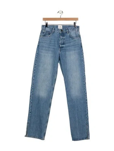 Pre-owned Anine Bing Mid-rise Straight Leg Jeans In Blue