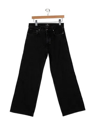 Pre-owned Anine Bing Mid-rise Wide Leg Jeans In Black